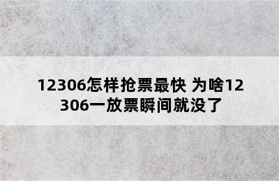 12306怎样抢票最快 为啥12306一放票瞬间就没了